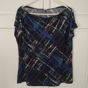 ING zipper neckline cap sleeve top -  vintage